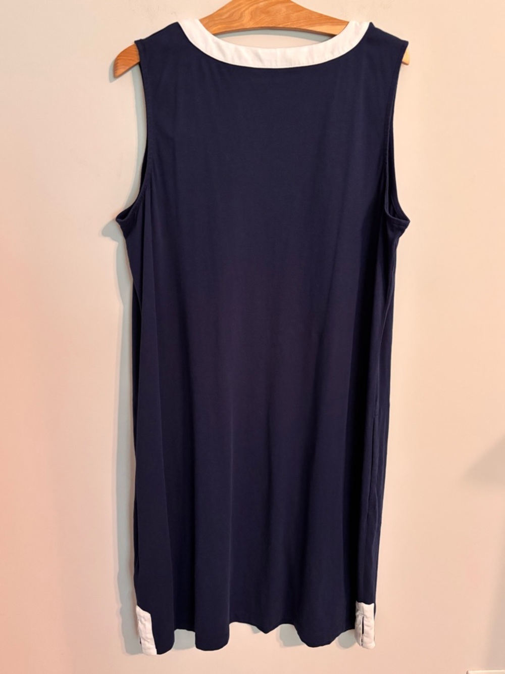 Lands' End Navy Blue Cotton Jersey Notch Neck Dress - Picture 5 of 8